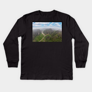 Aerial view of Trang An from viewpoint Hang Mua Kids Long Sleeve T-Shirt